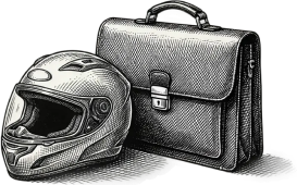 Helmet and briefcase